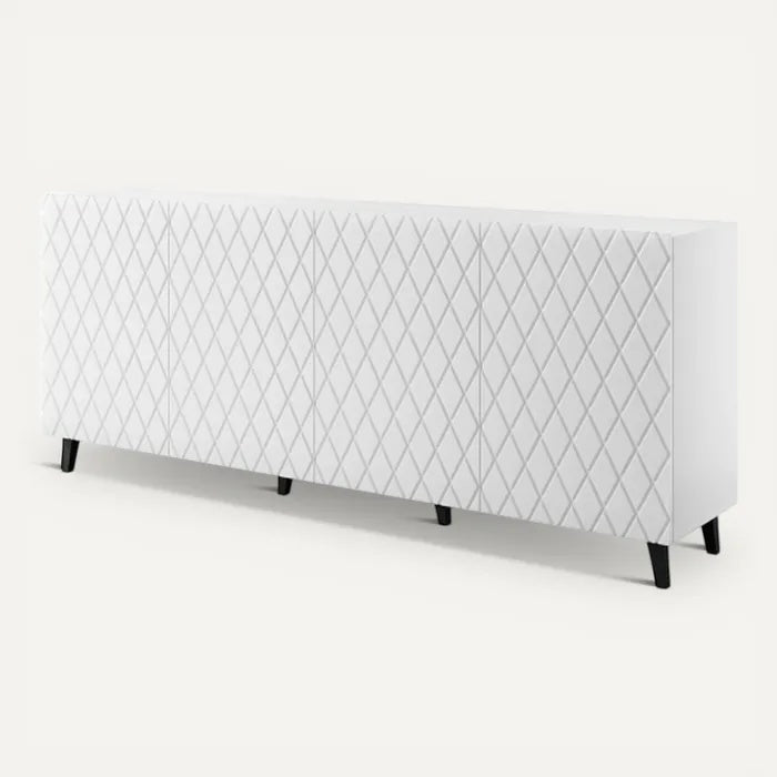 **Moderne witte kast met geometrisch patroon**