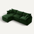**Moderne groene hoekbank met meerdere kussens**