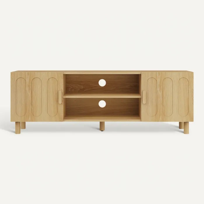 **Technische titel in het Nederlands: Minimalistisch houten TV-meubel met deuren**